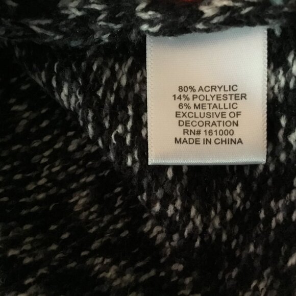 Holiday Hype Cat Christmas Sweater Pom Pom Hat Multicolor Fair Isle Festive Sz L - Picture 8 of 11